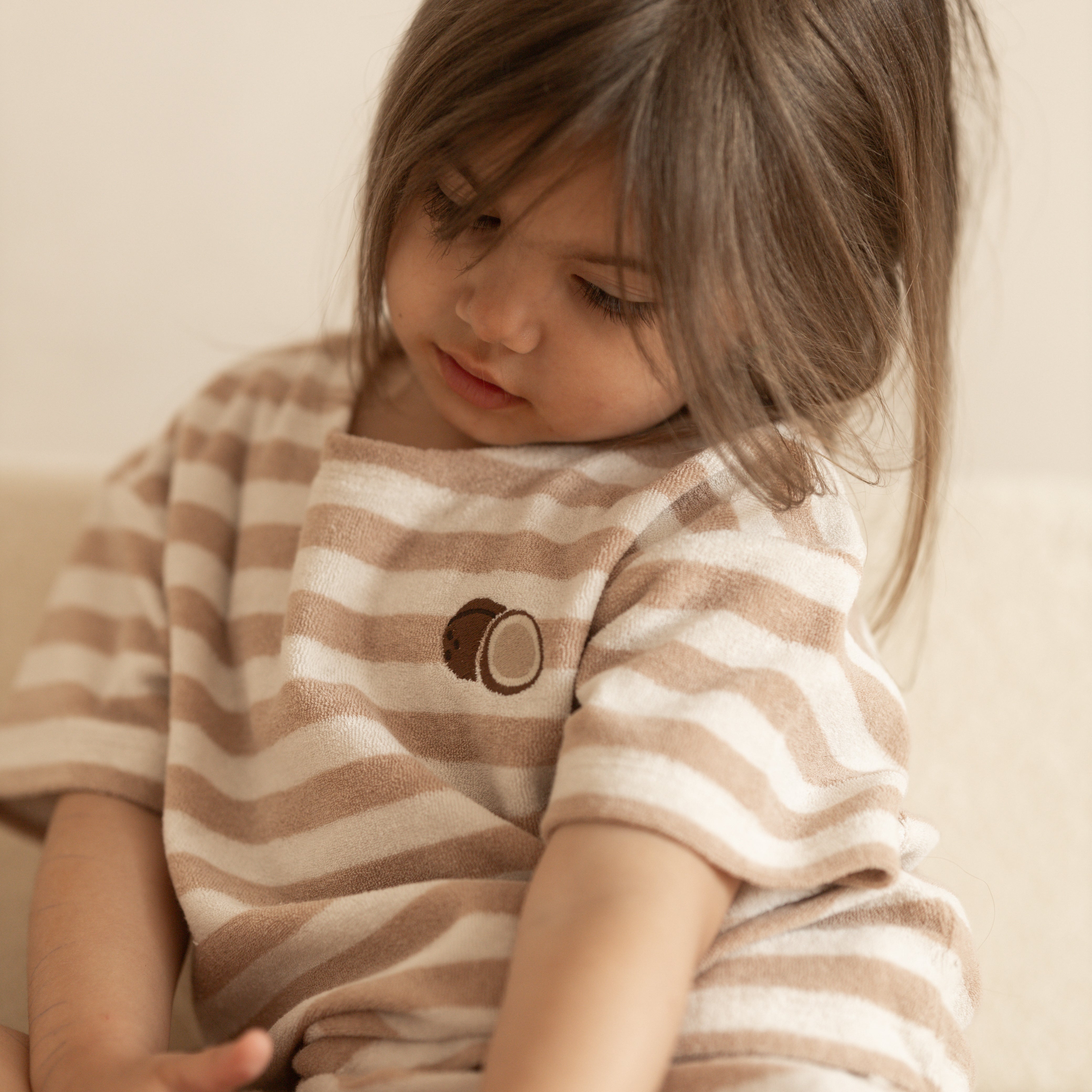 Organic Terry Shirt - Latte Striped