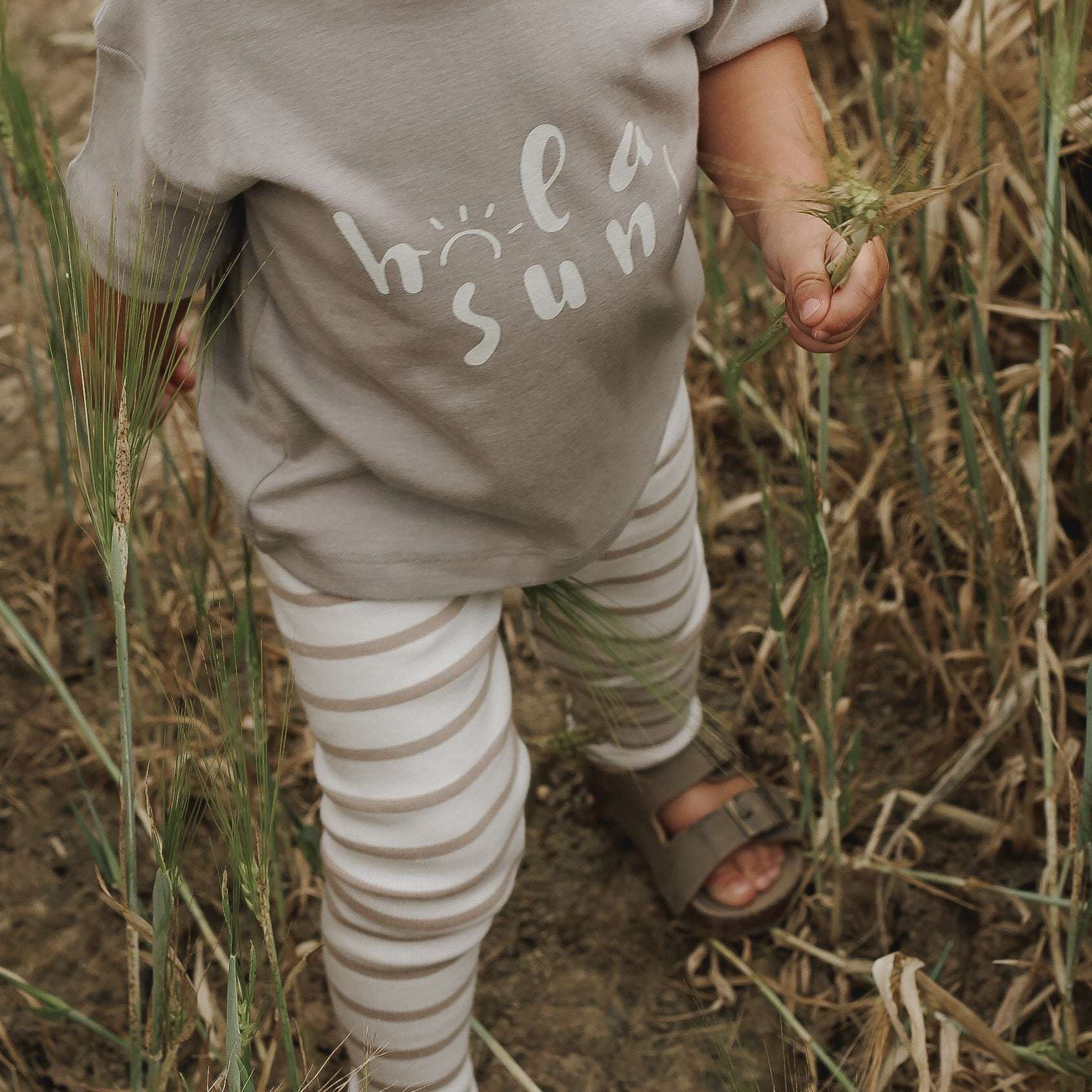 Organic Rib Leggings - Caramel Striped