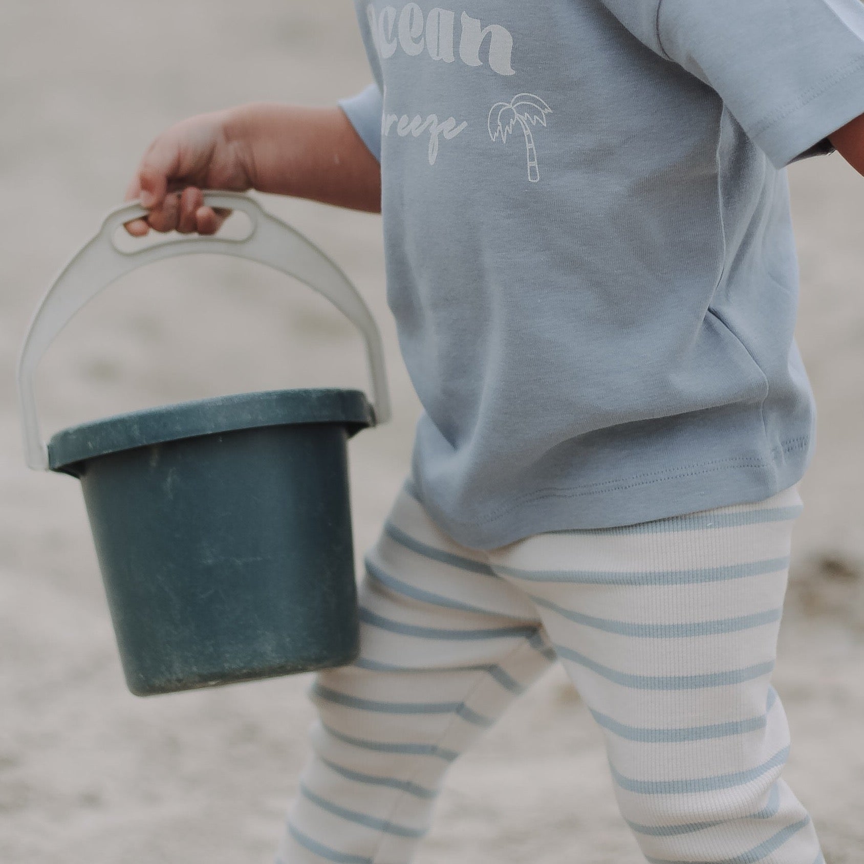 Organic Rib Leggings - Blue Striped