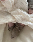 Organic Knit Booties - Caramel